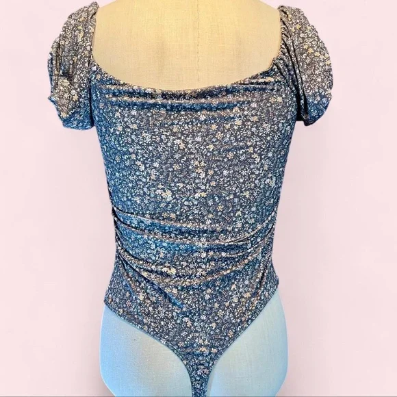 Intimately Free People Floral Thong Bodysuit in Grey - Picture 5 of 8